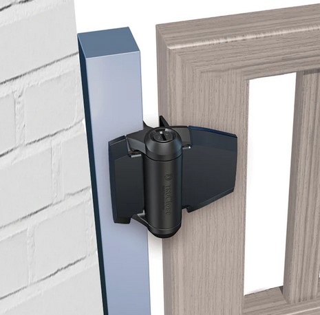 [HN746] D&D TruClose Adjustable Self Closing Hinges for Gates up to 30kg : Black, for Metal/Wood, Two Legs